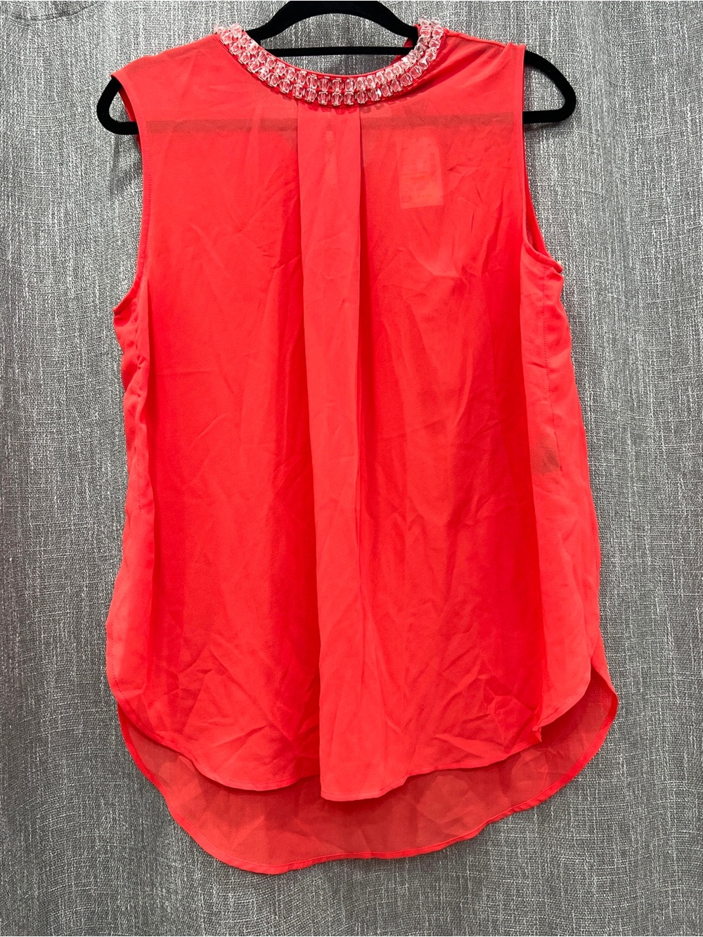 Beaded-Neck Coral Sleeveless Camisole